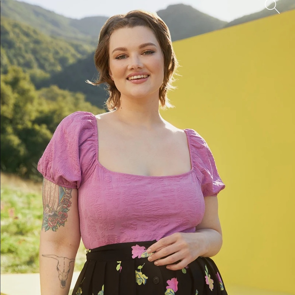Floral Formation puff sleeve top ModCloth NWT
